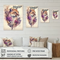 Designart Aranyos Puma Floral Art VI Canvas Wall Art