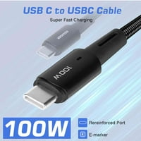 Városi USB C-USB C kábel 6.6 ft 100W, USB 2. C típusú töltőkábel Gyors töltés Blackview Tab 7, iPad Pro, iPad Air 4,