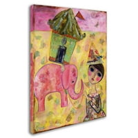 Nagy szemű lány rózsaszín elefánt cirkusz 'vászon művészete wyanne