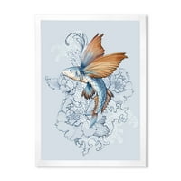 Designart „Repülő halak és pünkösdi rózsa” hagyományos keretes művészeti nyomtatás