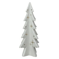 Northlight 9 Fehér és arany kerámia Mini karácsonyfa Asztali Dekoráció