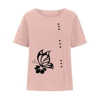 Lhked Női ingek Plusz méretű ingek nőknek a Clearance-en Divat Női nyári Laza nyomtatás Kerek nyakú póló Rövid ujjú