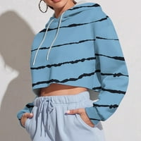 Yubatuo Női pulóver kapucnis pulóver nyomtatott Hosszú ujjú Rövid Divat pulóver kapucnis női Sky Blue XL