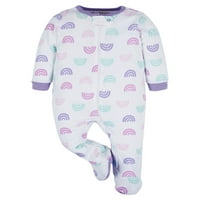 Onesies márka Baby Girl Sleep ' n Play lábú pizsama, 4-csomag, Méretek újszülött-6 9M