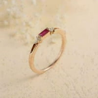 Ruby Dainty Baguette halmozási gyűrű arany minimalista gyűrű egyszerű rubin gyűrű Sterling ezüst gyűrű vékony gyűrű