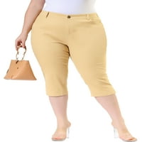 Egyedi olcsó nők plusz cipzáras gomb Slash hasított elasztikus háttérkép nadrág