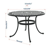 48 kerek terasz oldalsó asztal esernyő lyukkal, kültéri terasz bisztró asztal, fekete