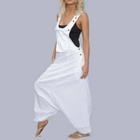 Alkalmi széles lábú Jumpsuits nőknek bő ujjatlan hosszú nadrág Hosszú ujjú Dungarees laza pamut hosszú Playsuit Jumpsuit