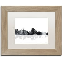 Védjegy Képzőművészet Augusta Maine Skyline BG-1 Canvas Art készítette: Marlene Watson, White Matte, Birch Frame