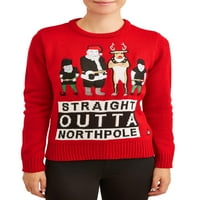 American Stitch Women's Egyenesen Outta Northpole Csúnya karácsonyi pulóver