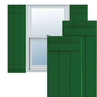 Ekena Millwork 1 8 W 66 H True Fit PVC Három tábla csatlakozott a Board-N-Batten redőnyökhez, Viridian Green