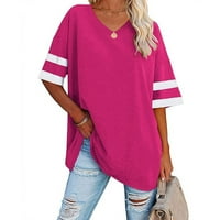 Női felsők Női v-nyakú Könyökhosszú szilárd Női pólók alkalmi ingek nőknek Hot Pink XL