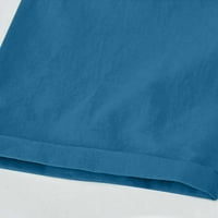 Női nyári nyomtatott nadrág húzózsinór laza pamut vászon nadrág szilárd alkalmi rövidnadrág kék 3XL