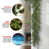 Nemzeti Fa Társaság Előre Megvilágított Mesterséges Karácsonyi Koszorú, Zöld, Norwood Fenyő, Többszínű Fények, Plug-In,
