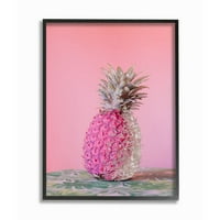 Stupell Industries Pink Glam Glitter Ananász a növényzetű ruhák keretezett fali művészete, Ziwei Li, 24 30