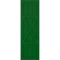 Ekena Millwork 15 W 59 H True Fit PVC Center X-Board Farmhouse rögzített redőnyök, Viridian Green