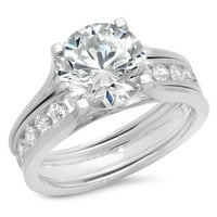3. ct kerek vágás valódi tenyésztett gyémánt SI1-SI I-J 18K fehér arany Eljegyzés esküvői menyasszonyi készlet tervező