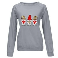 Női Hosszú Ujjú Felsők Divat Crewneck Kapucnis Nyomtatott Blúz