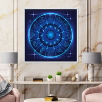 Designart 'Zodiac jelek neon mélykék horoszkóp kör' Modern keretes vászon fal art nyomtatás