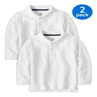Wonder Nation kisgyermek fiúk iskolai egyenruhás hosszú ujjú dupla pique póló, értékcsomag