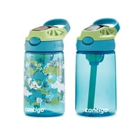 Contigo Kids vizes palack újratervezett automata szívószál fedél Dinos és Taro Juniper, fl oz., Csomag