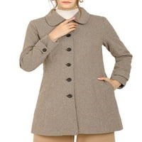 Egyedi alku a nők egyszemélyes mellű peter pan gallér téli kabát kabátja