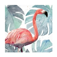 Annie Warren 'Flamingo Splash I' Canvas Art