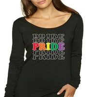 Rainbow LGBTQ Gay Pride ismételt LGBT Pride Női Scoop Hosszú ujjú felső, Vintage fekete, közepes