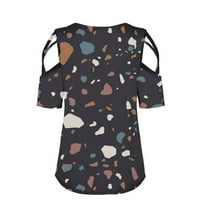 Női ingek női váll nyári póló Rövid ujjú Crewneck Pulóver nyomtatás Top Navy XL