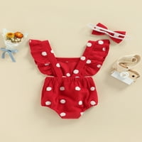 Multitrust Baba Lányok Nyári Ruhák Fuzzy Dots Minta Fodros Hüvely Backless Romper + Fejpánt Szett