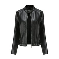 Ikevan Női vékony bőr állvány gallér Zip motorkerékpár öltöny öv kabát kabát felsők