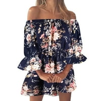 Lisingtool női ruha ruhák nőknek ujjatlan nyári off váll virágos rövid Mini ruha alkalmi laza Party ruha alkalmi ruhák