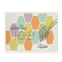 A Stupell Lakberendezési kollekció édesebb, mint a méz tipográfia Geo Méhsejt mintás Falplakett Art, 17