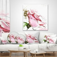 Designart Pink Rose illusztráció fehér - virágos párna - 12x20