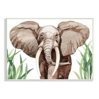 Stupell Industries egyszerű kecses afrikai elefánt szafari fű illusztráció, 13, Mela Fay tervezése