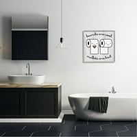 Stupell Industries szakáll Vs. Mullets WC -papír fürdőszoba humor kifejezés grafikus szürke keretes művészet nyomtatott
