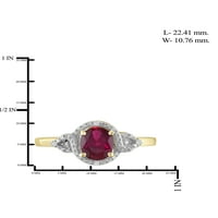 2. Carat T.G.W. Ruby és fehér gyémánt akcentus 14K arany az ezüst gyűrű felett