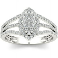 Carat T.W. Gyémánt split szárú marquise alakú klaszter halo 10KT fehér arany eljegyzési gyűrű