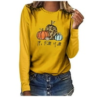 Hálaadás ingek női őszi divat ez őszi Yall Pumpkin Print Crewneck Hosszú ujjú póló Női felsők