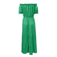 Nyári ruhák Női Rövid ujjú Mini alkalmi Off-the-váll szilárd ruha zöld L