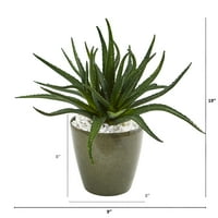Szinte természetes 19in. Aloe mesterséges növény dekoratív ültetvényben