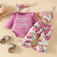 Wassery Baby Girls Őszi Ruhák Hónap Újszülött Lányok Levél Nyomtatás Hosszú Ujjú Legénység Nyak Romper + Bow Flare