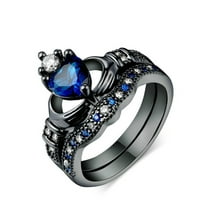 Miyuadkai Gyűrűk Népszerű Hölgy Tartja Zafír Szív Alakú Gyűrűk Ékszer Kiegészítő Ajándékok Méret Ékszer Kék 6