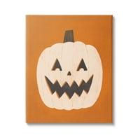 Stupell Industries Happy Jack-O-Lantern Halloween Pumpkin Graphic Galéria csomagolt vászon nyomtatott fali művészet,