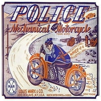 rendőr egy motorkerékpár. Ez a művészet egy ón játék az 1950-es. poszter Print ismeretlen