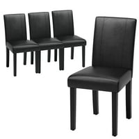 Vineego 4 darabos étkezőszékek, oldalsó PU párnás székek vízálló felületgel és fa lábakkal, fekete