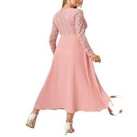 Elegáns V nyakú A vonal ruha Hosszú ujjú korall rózsaszín női ruhák XL