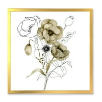 Designart 'Eucalyptus ágak Anemone Bouquet Flower' Hagyományos keretes művészeti nyomtatás