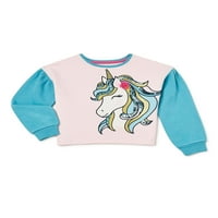 Garanimals Girls Colorblock Unicorn Sweatshirt, Méretek 4-10