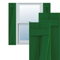 Ekena Millwork 3 4 W 76 H True Fit PVC Két tábla csatlakozott a Board-N-Batten redőnyöknek, W-Bar, Viridian Green